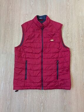 Johnnie-O Vest Medium Men's Puffer Hudson Crimson Full Zip